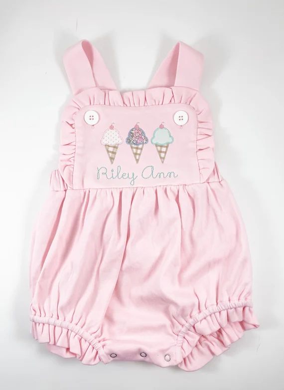 Baby/toddler/girls 3m-3t/pink Personalized Ruffled Sunsuit/ice | Etsy | Etsy (US)