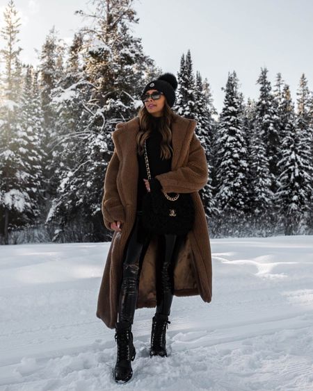 Winter outfit ideas / snow outfit 
Max Mara teddy bear icon coat wearing a small - linked more affordable options 
Moncler beanie 
Commando patent leather leggings 



#LTKstyletip #LTKSeasonal #LTKHoliday