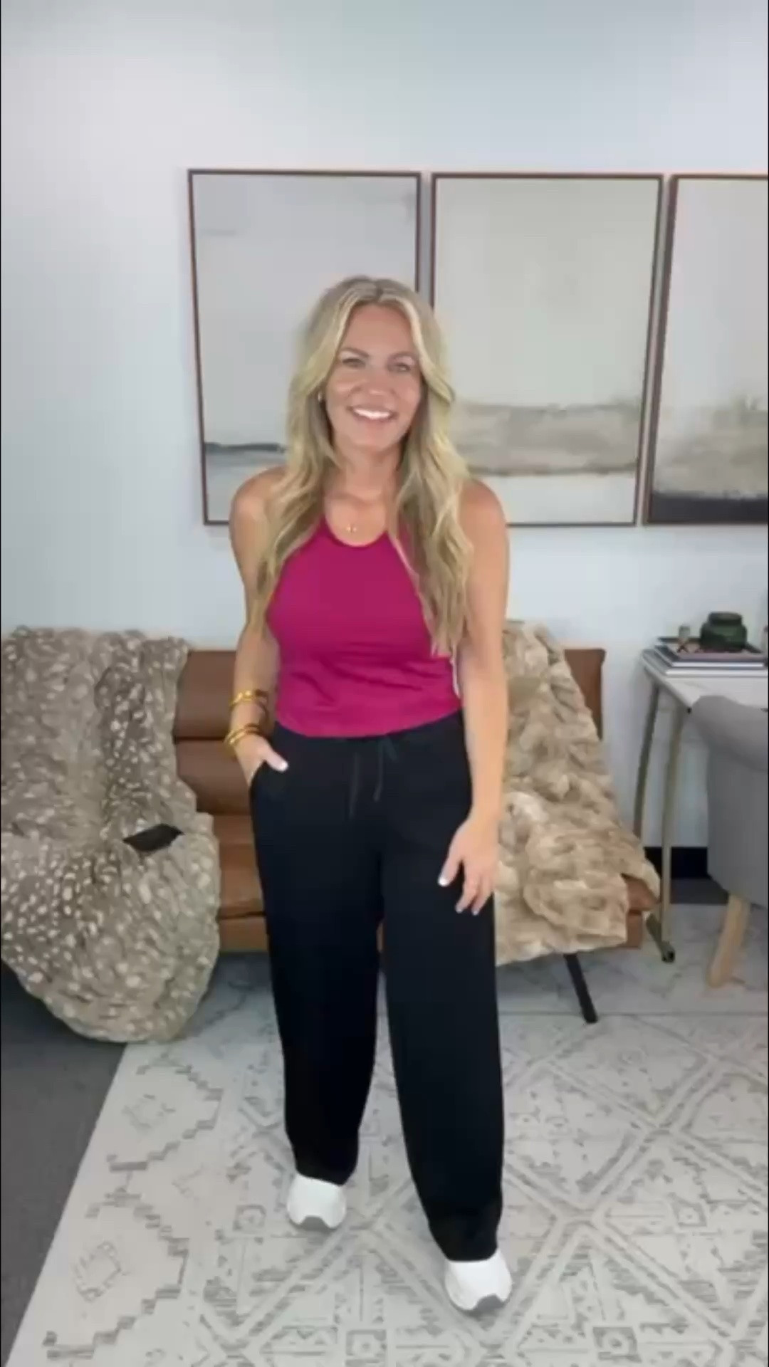 This is exactly what I want to wear on the days my calendar is packed but comfort still wins. The wide leg pants have an easy pull on waistband and a relaxed fit through the leg, while the fitted tank balances out the extra volume on the bottom. Sneakers make it an easy office, errands, or travel day outfit.

Wide leg pants, pull on pants, fitted tank, casual work outfit, comfortable office style, travel outfit, everyday outfit, sneakers outfit, relaxed pants, transitional style, AudrieDollins

#LTKOver40 #LTKSeasonal #LTKootd