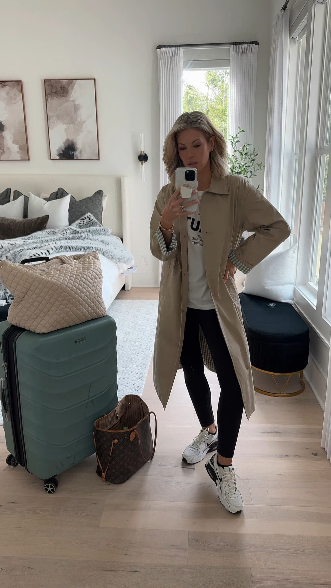 Travel day is officially here ✈️🇮🇹 Headed to the airport and leaning fully into comfort meets chic for the long flight. My all-time favorite Lululemon leggings are truly unmatched for traveling, paired with the perfect trench coat so I can feel a little European the second I step off the plane. Added my comfy Nike sneakers for running through terminals and my newest obsession… this birthday travel bag that I’m already absolutely loving.

Here we go, Italy 🤍✈️🇮🇹 #TravelDay #AirportStyle #EuropeanStyle #ItalyTravel #TravelOutfit #LululemonLeggings #NikeStyle #TravelEssentials #ChicTravelStyle #ComfortButMakeItC

#LTKTravel #LTKootd #LTKdayinmylife #LTKU