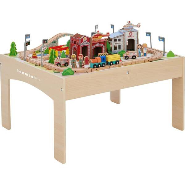 Preschool Play Lab Kids 85-pc. Wooden Train Table Play Set | Maisonette