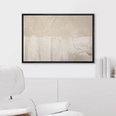 Soft Neutral Cream Minimal Abstract Light Brush Form Framed Canvas Master Bedroom Wall Art Work Print | Wayfair North America