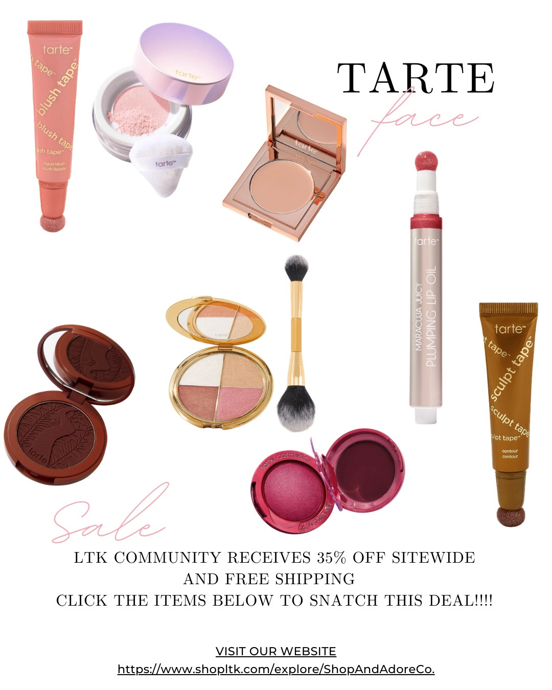 Major beauty savings happening right now 💄

35% OFF @Tarte during the LTK Spring Sale!

🔑 The code is exclusive to LTK — so make sure you click through my LTK to shop.
Comment “SALE” and I’ll send you the LTK link 

beauty routine, makeup essentials, clean beauty products#TarteCosmetics #MakeupEssentials #BeautySale #LTKDeals #MakeupFinds

#LTKSpringSale #LTKBeauty #LTKSpringSale #LTKSaleAlert