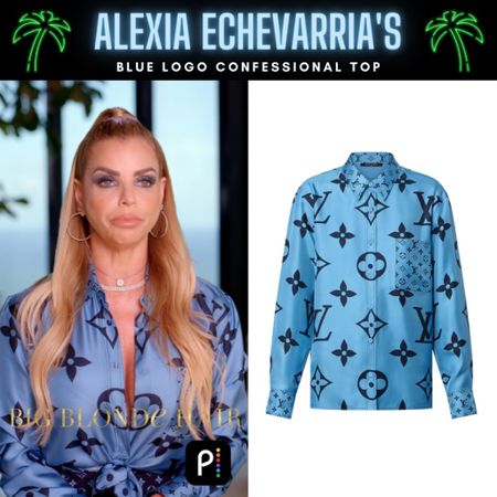 Feelin’ Blue // Get Details On Alexia Echevarria’s Blue Logo Confessional Top With The Link In Our Bio #RHOM #AlexiaEchevarria 
