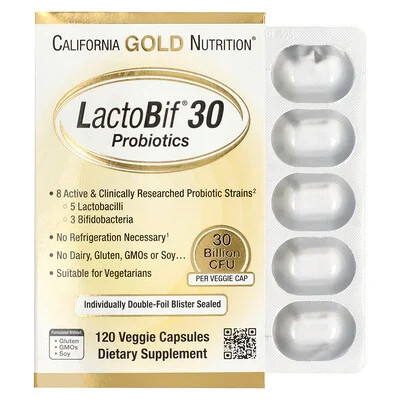 California Gold Nutrition, LactoBif® 30 Probiotics, 30 Billion CFU, 120 Veggie Capsules | iHerb