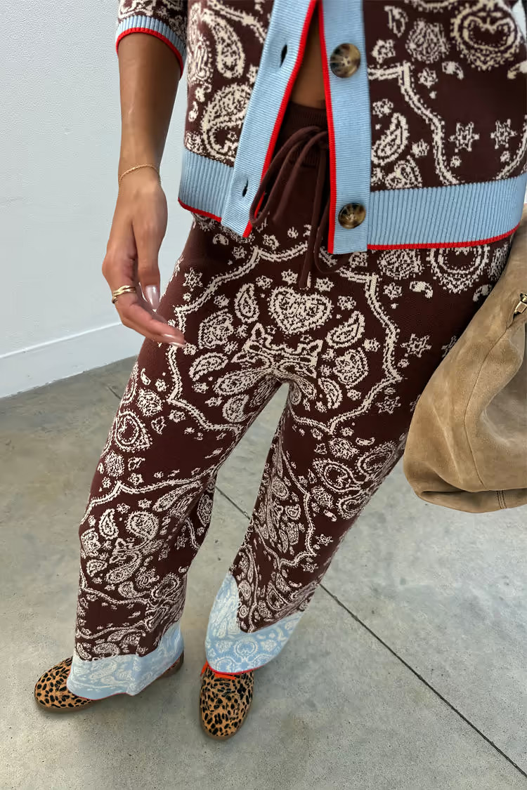 Chocolate Bandana Wide Leg Trousers | Never Fully Dressed US