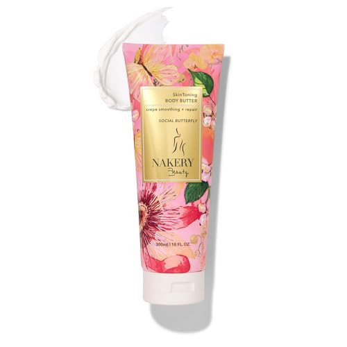 Nakery Body Butter Anti Aging Moisturizer - Skin Tightening Cream & Neck Firming Cream, Moisturizing Cream & Neck Tightening for Dry Skin 300ml(Social Butterfly) | Amazon (US)