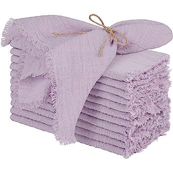 TURSTIN 12 Pieces Cotton Linen Cloth Napkin Handmade Cloth Napkin with Fringe 17 x ... | Amazon (US)
