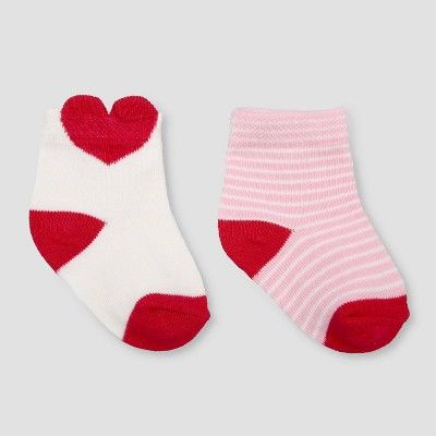 Baby Girls' 2pk Valentine's Day Heart Crew Socks - Just One You® made by carter's White/Red | Target