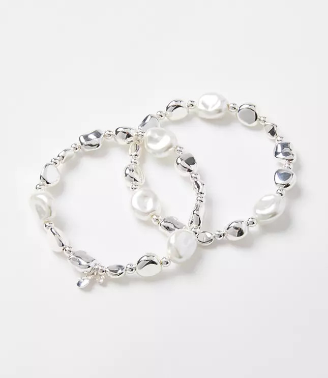 Pearlized Metal Stretch Bracelet Set | LOFT