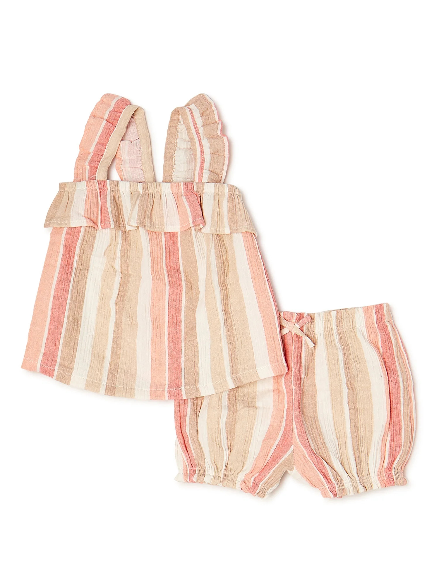 Wonder Nation Baby Girl Tunic Top and Shorts Outfit Set, 2-Piece | Walmart (US)