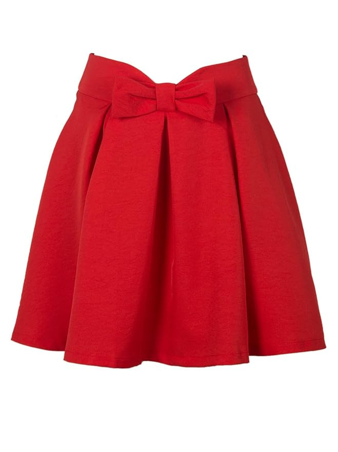 PERSUN Women's Bowknot Front Waist Pleated Short Skater Skirt | Amazon (US)