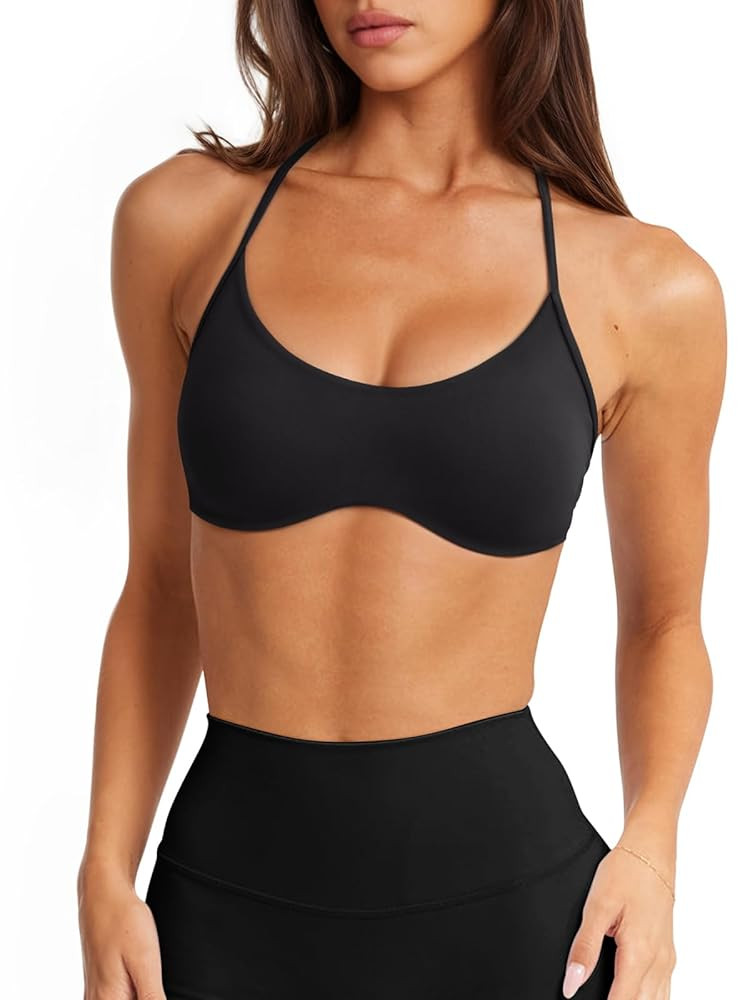 LASLULU Womens Sexy Y Back Sports Bra Padded Racerback Spaghetti Strap Workout Yoga Gym Athletic ... | Amazon (US)