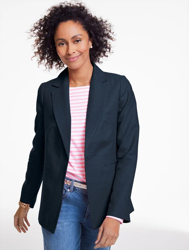 Classic Linen Single Button Blazer | Talbots