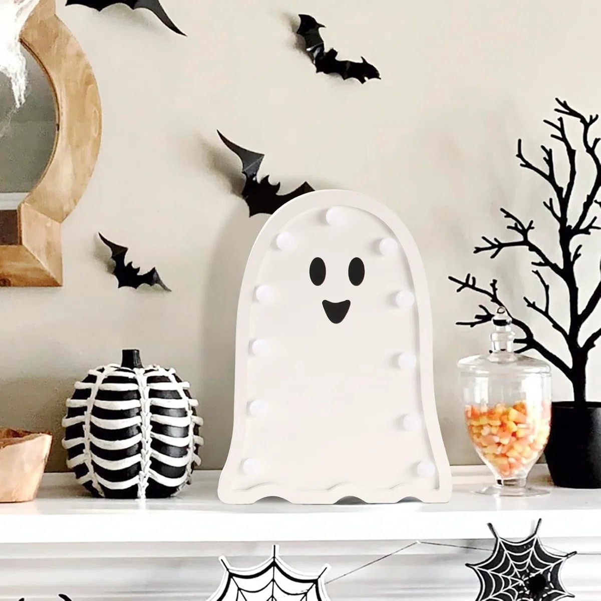 Halloween Decorations-Light Up Wooden Ghost-Handmade Ghost With Light For Halloween Decor Home Ki... | Wayfair North America