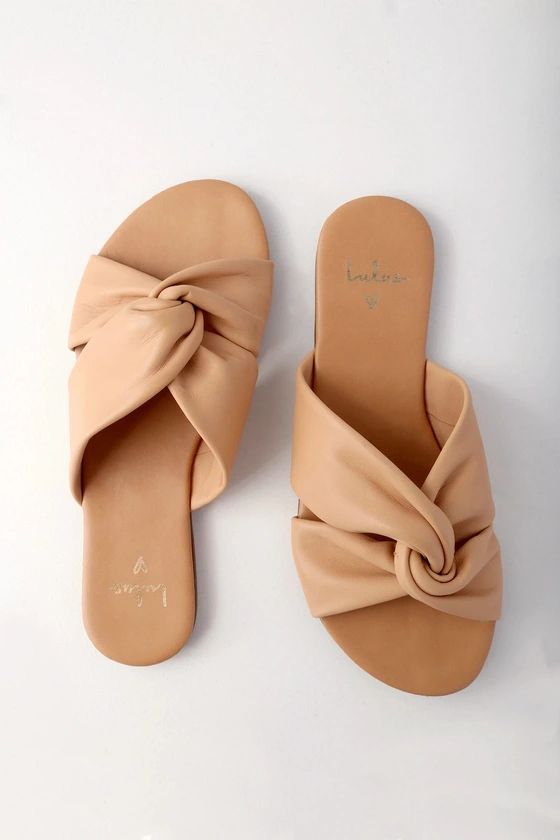 Tilly Tan Nappa Leather Slide Sandals | Lulus (US)