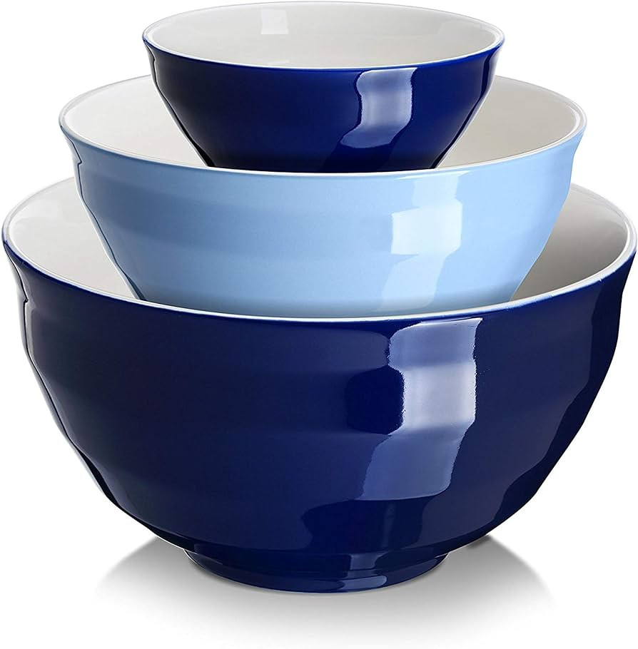 DOWAN Mixing bowls, 4.25/2/0.5 Qt Ceramic Mixing Bowls for Kitchen, Large Salad Serving Bowls, Ne... | Amazon (US)