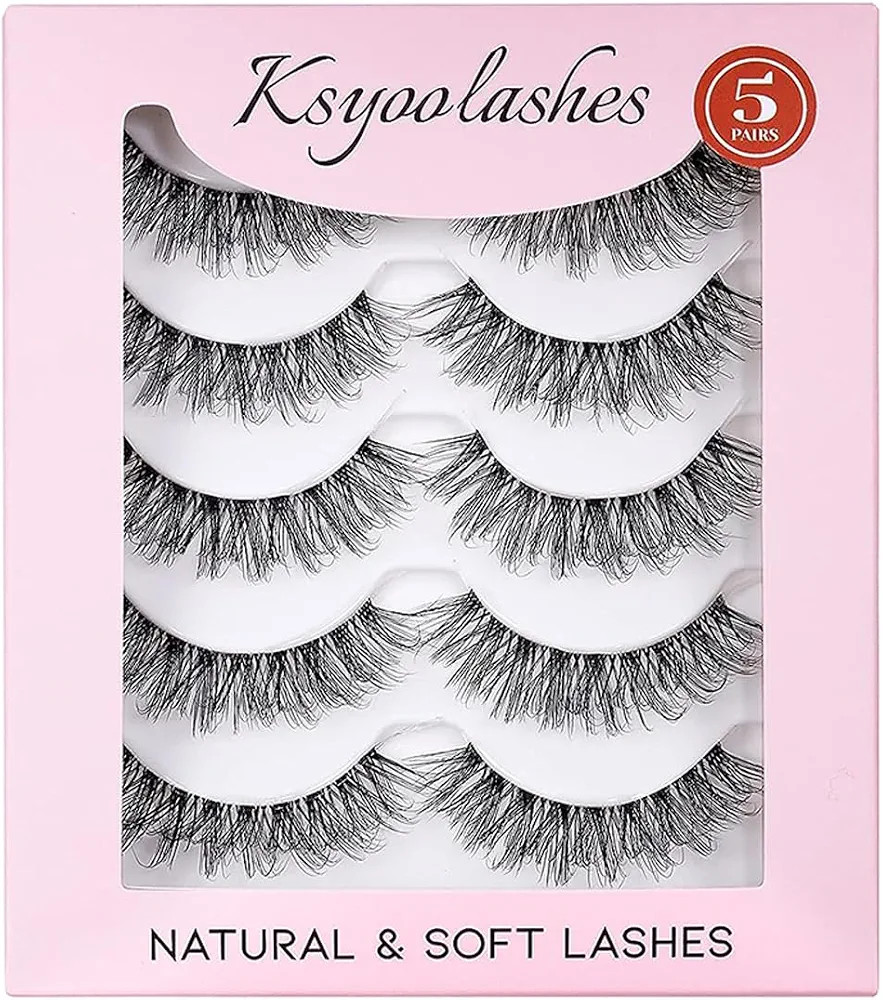KSYOO Cat Eye Lashes Wispy Natural Look, D Curl 10-18mm Clear Band 3D Natural False Eyelashes Mul... | Amazon (CA)