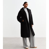 Women's Black Oversized Fluffy Borg Longline Coat New Look | New Look (UK)