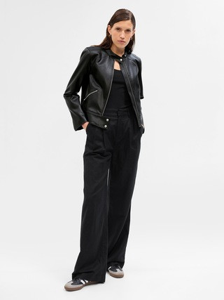 Faux-Leather Cropped Moto Jacket | Gap (CA)