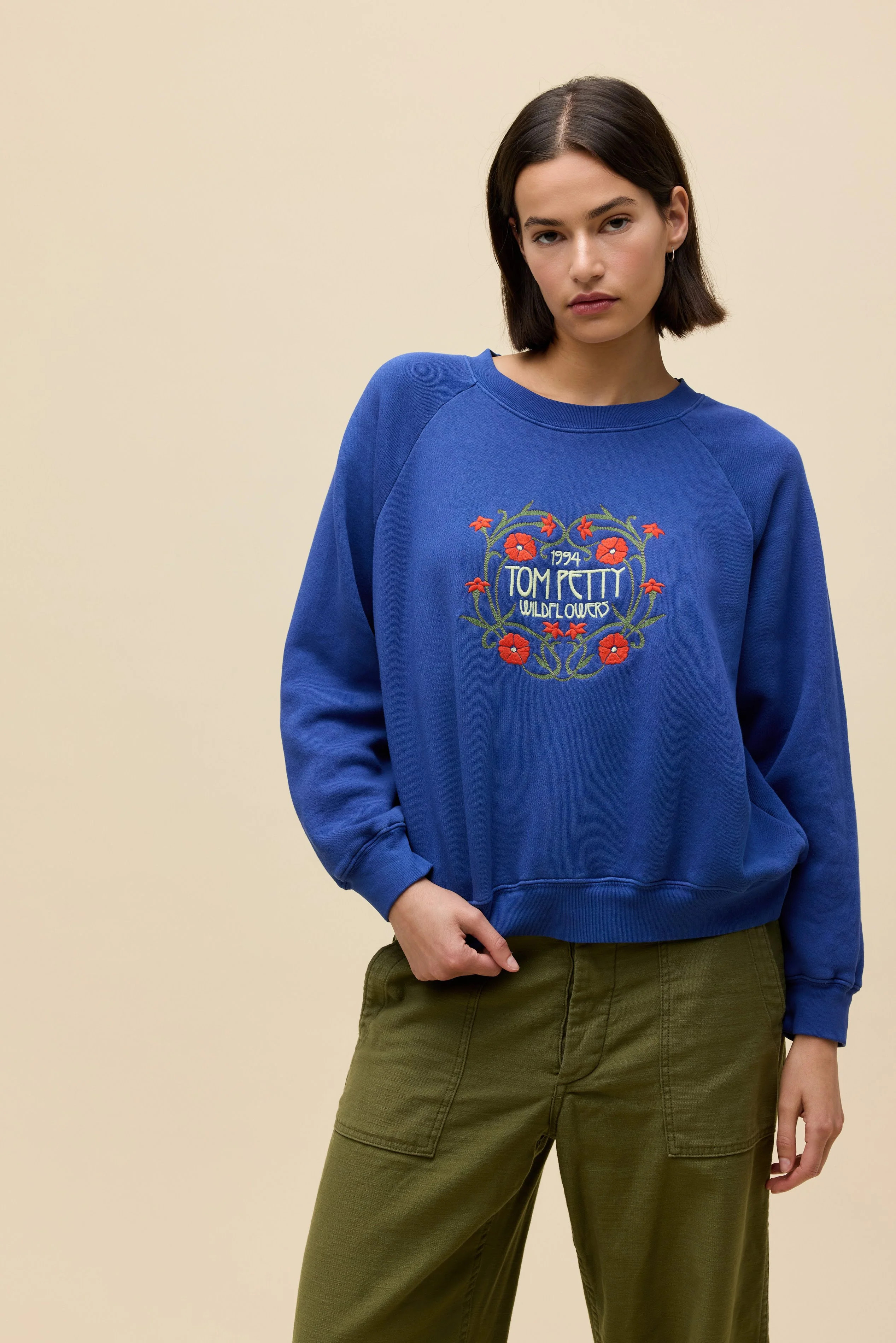 Tom Petty Wildflowers Shrunken Raglan Sweatshirt | Daydreamer