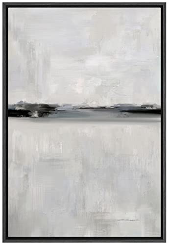 SIGNFORD Framed Canvas Print Wall Art Gray Minimal Pastel Landscape Abstract Shapes Illustration Modern Art Decorative Nordic Chic Relax/Zen for Living Room, Bedroom, Office - 24"x36" Black | Amazon (US)