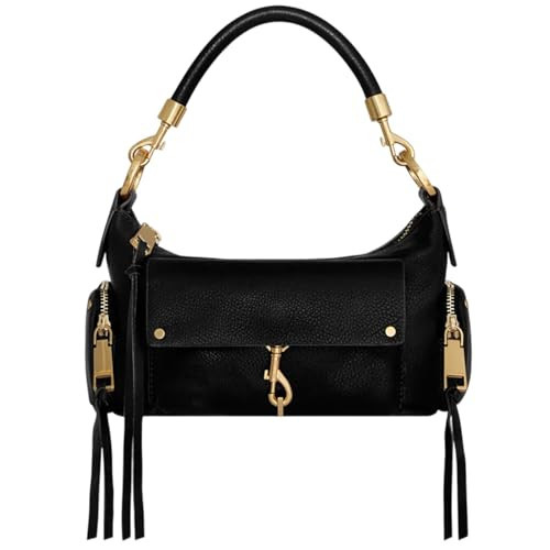 Rebecca Minkoff M.A.B Mini Shoulder Bag, Women's Small Leather Handbag, Black | Amazon (US)