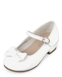 Toddler Girls Bow Faux Leather Low Heel Shoes | The Children's Place  - WHITE | The Children's Place