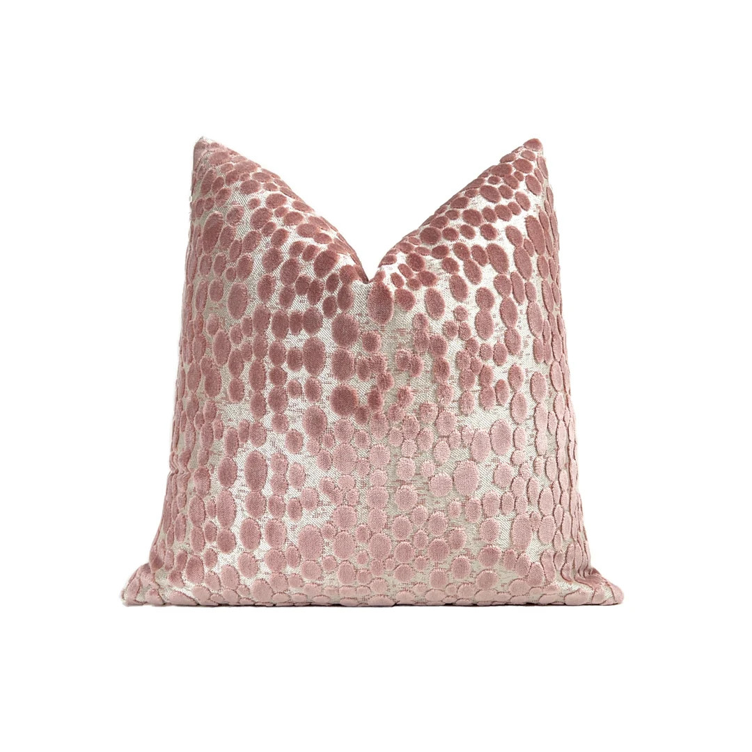 Pebbles Cut Velvet Pillow Cover, Blush Pink Designer Throw Velvet Pillow Cover 18x18, 20x20, 22x2... | Etsy (US)