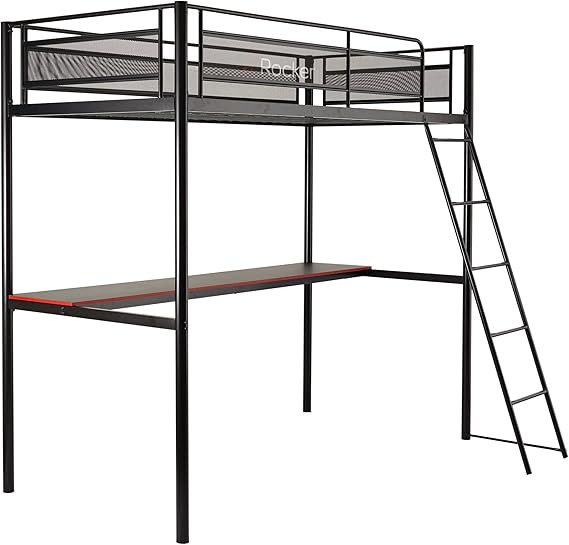 X Rocker HQ Gaming Loft Bed, Durable Metal Frame, Built-In Shelving, Safe Ladder, Grid Mesh Sides... | Amazon (US)