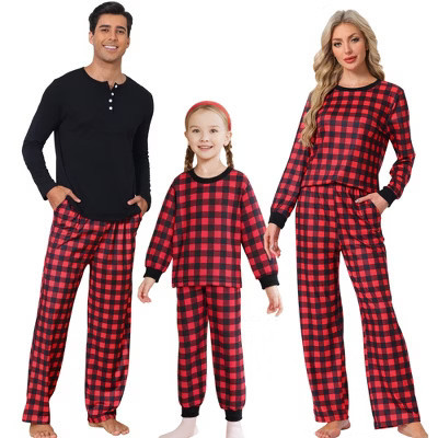 INSPIRE CHIC Christmas Family  Pajama Set Plaid Matching Long Sleeve and Pants Lounge Set Red Child's Small | Target