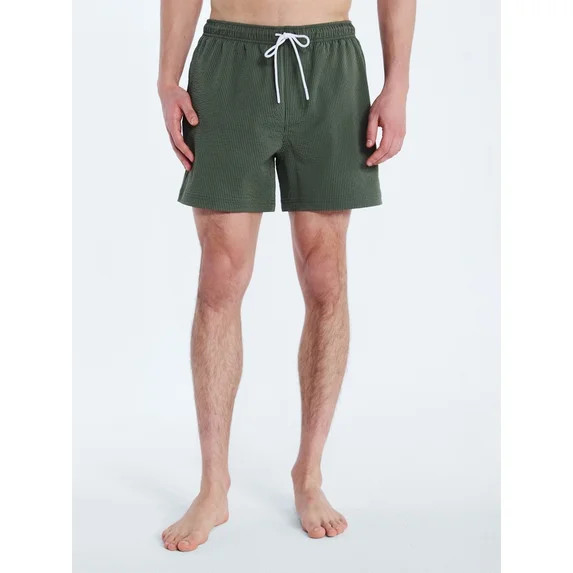 Free Assembly Men's Swim Stretch Seersucker Board Shorts, 5" Inseam, Sizes S-3XL | Walmart (US)