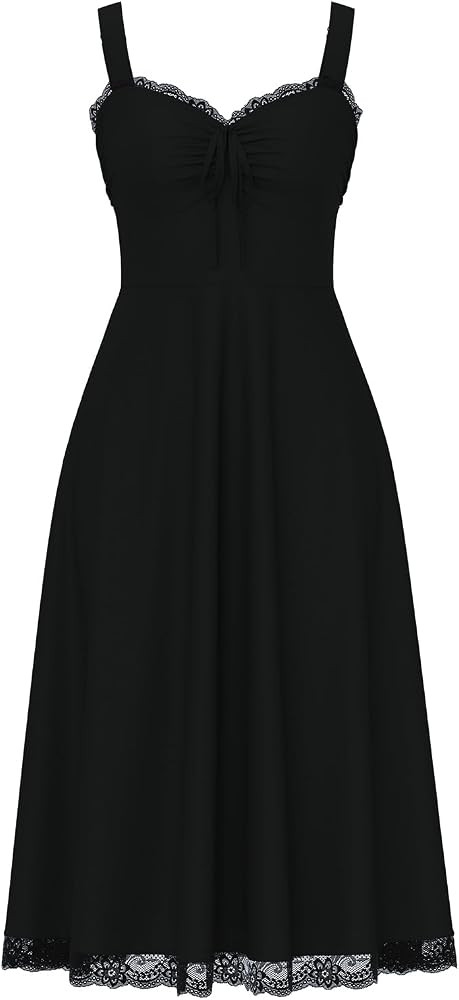 Floral Corset Wedding Guest Midi Dress Tie Front Sweetheart Lace A Line Flowy Tea Party Dresses f... | Amazon (US)