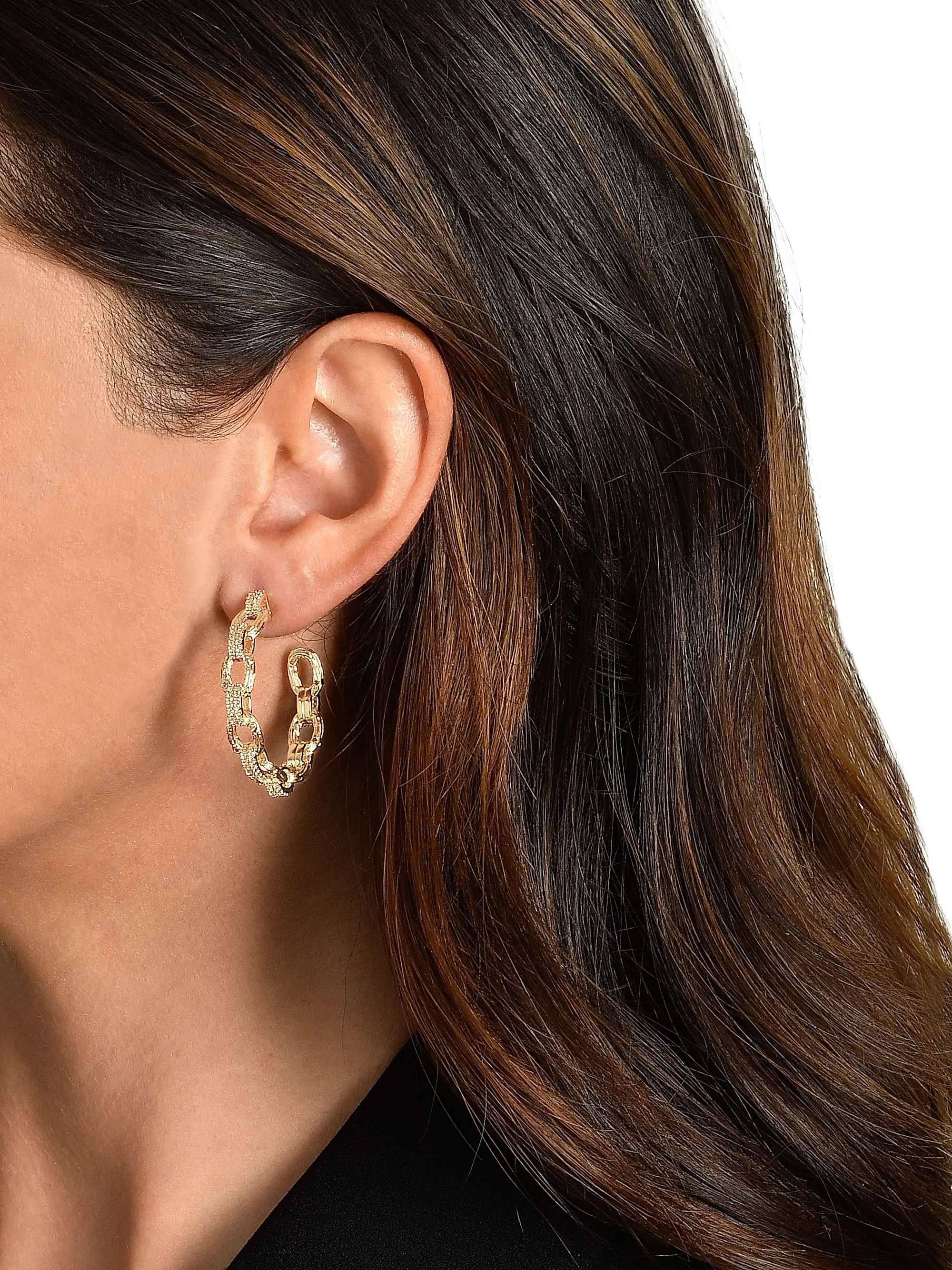 Enchanted Forest 18K-Gold-Plated & Cubic Zirconia Chain Hoop Earrings | Saks Fifth Avenue