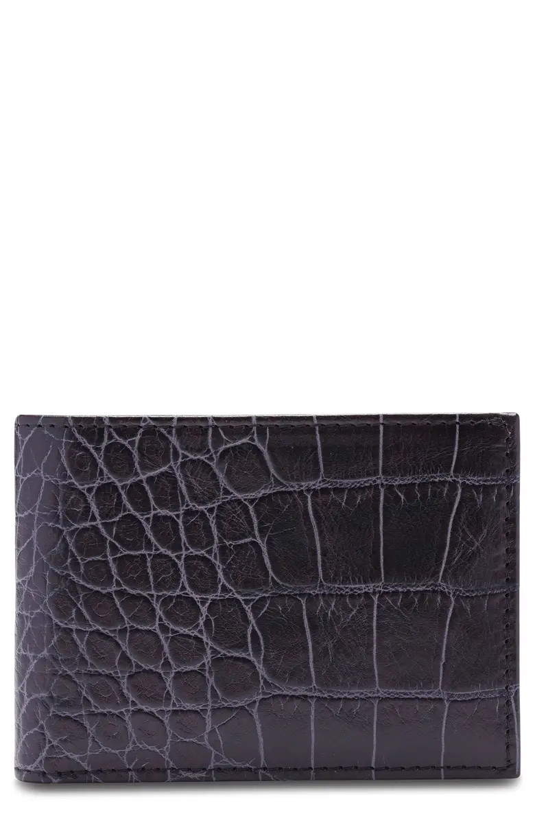 Bosca Croc Embossed Leather Small Bifold Wallet | Nordstrom | Nordstrom