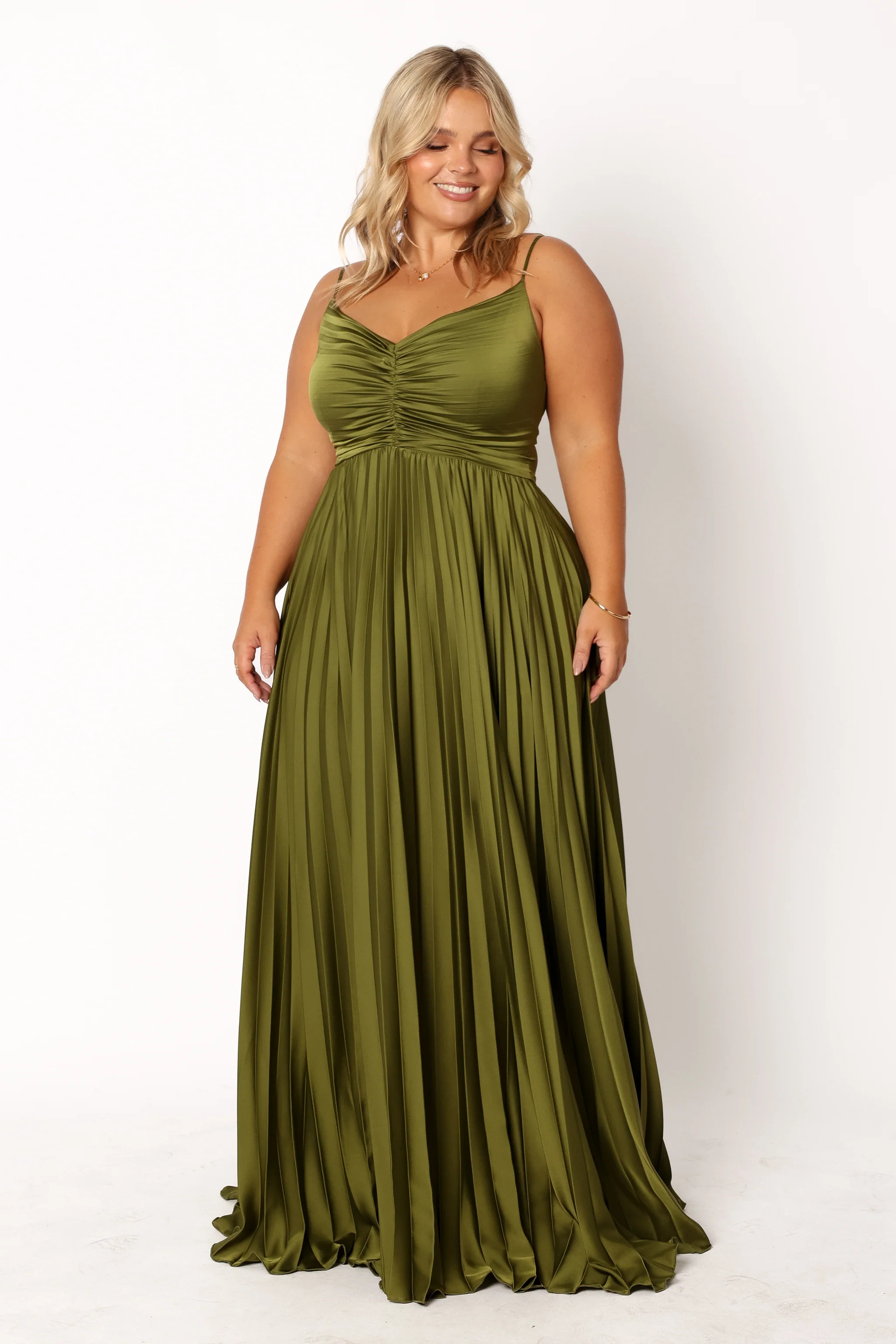 Naira Pleated Maxi Dress - Palm Green | Petal & Pup (US)