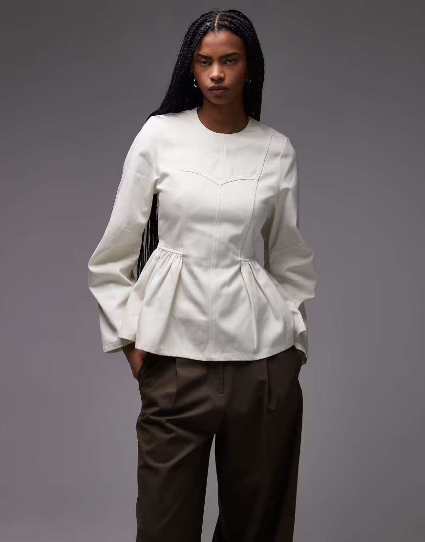 & Other Stories long sleeve peplum top in off white | ASOS (Global)
