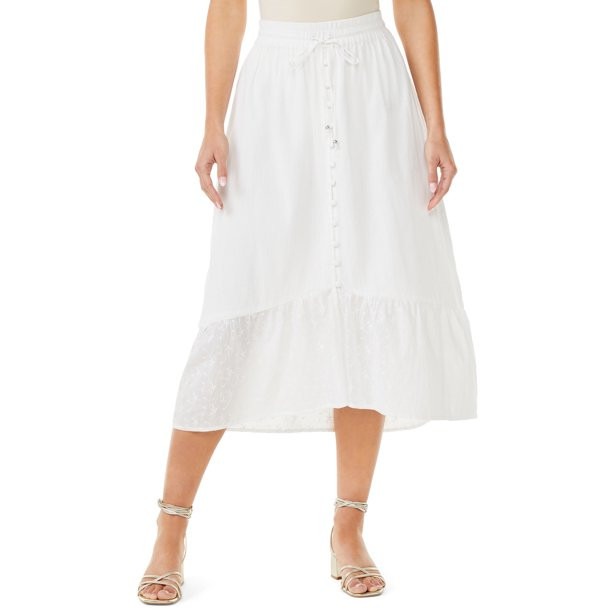 Sofia Jeans by Sofia Vergara Women's Eyelet Midi Skirt | Walmart (US)