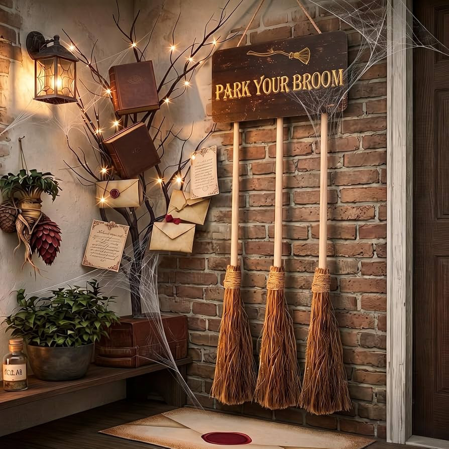Preboun Halloween Decoration Witches Brooms Parking Sign Set | Amazon (US)