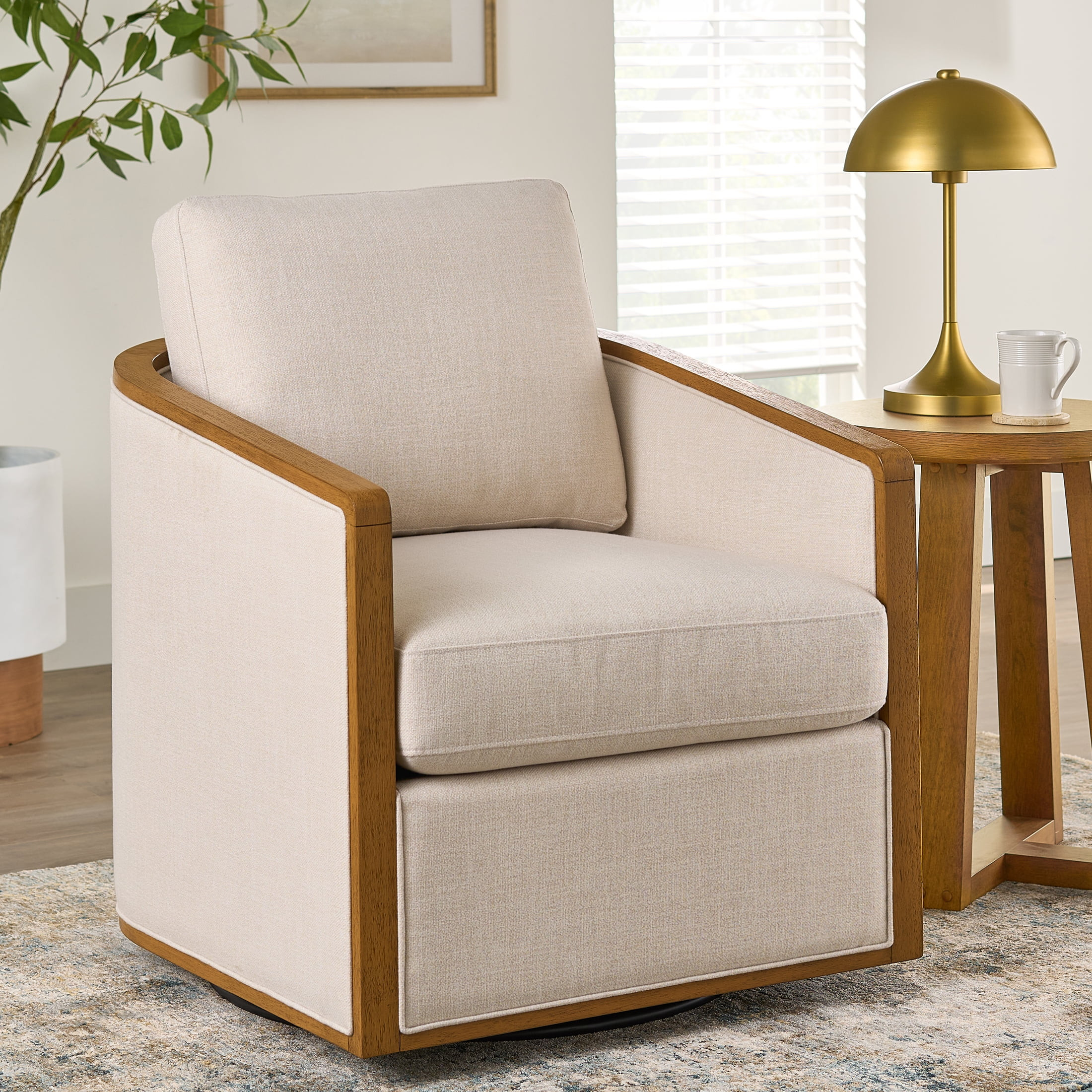 Better Homes & Gardens Windsor Swivel Accent Chair, Cream | Walmart (US)