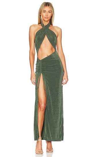 Adele Halter Maxi in Forest Green | Revolve Clothing (Global)