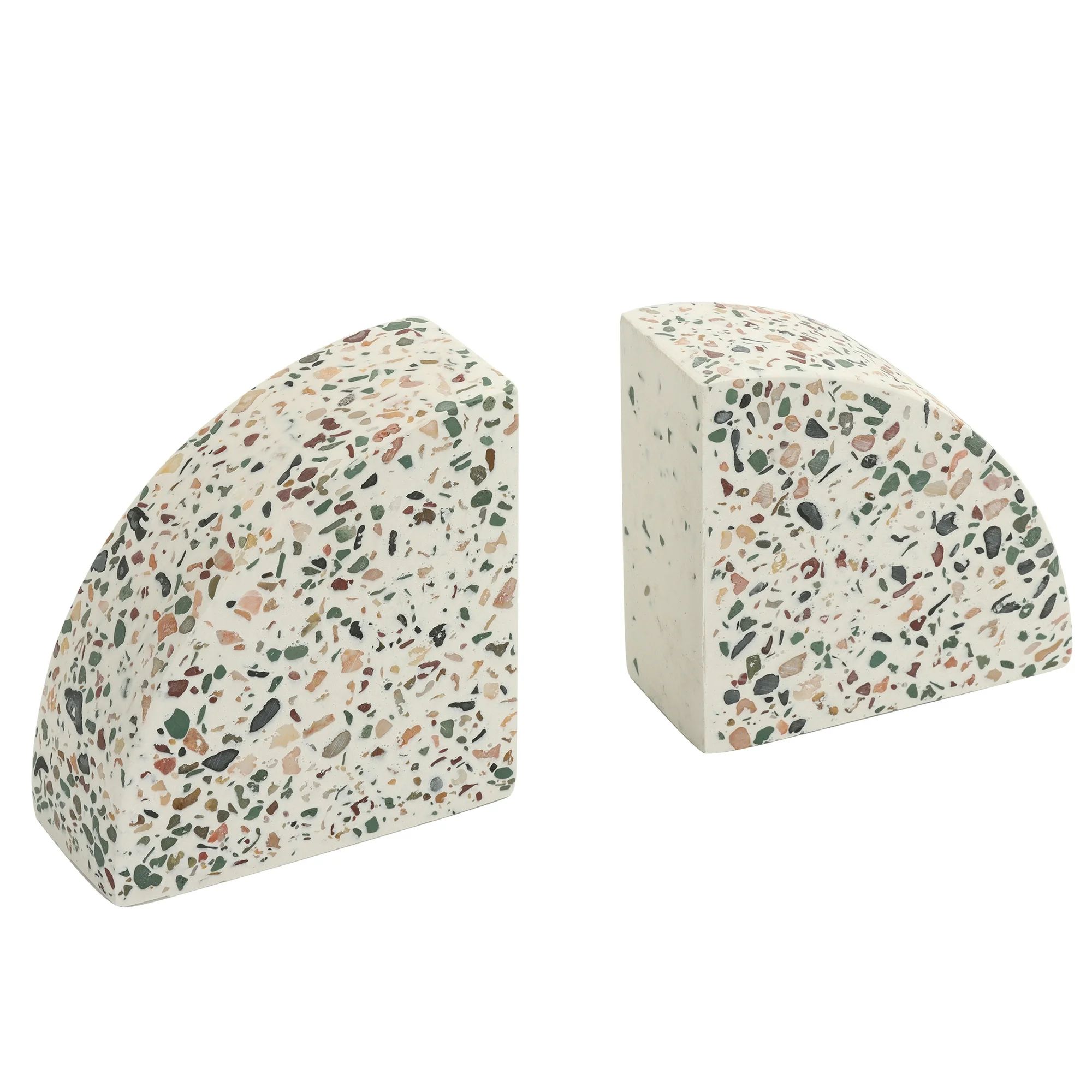 Genuine Cement Cast Terrazzo 4.3" 2 Pc Set Modern Design Tabletop Bookends | Walmart (US)