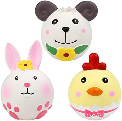 Malier 3 Pack Easter Squeaky Dog Toys, Dog Bunny Chicken Toys Animal Sets Toys, Soft Durable Latex D | Amazon (US)