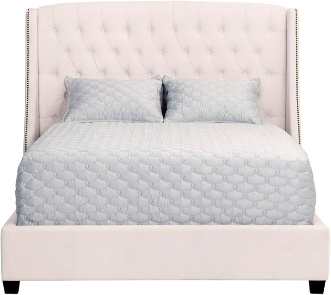 Orient Express Furniture Sloan Standard King Bed, Cream Velvet | Amazon (US)