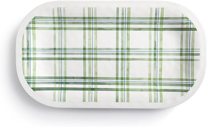 DEMDACO byDesign Serving Collection Green Plaid Medium Rectangular 16 x 9 Bamboo and Melamine Ser... | Amazon (US)