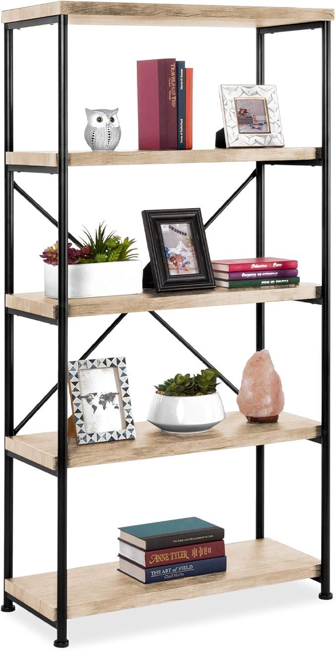 Best Choice Products 5-Tier Rustic Industrial Bookshelf Display Décor Accent for Living Room, Be... | Amazon (US)