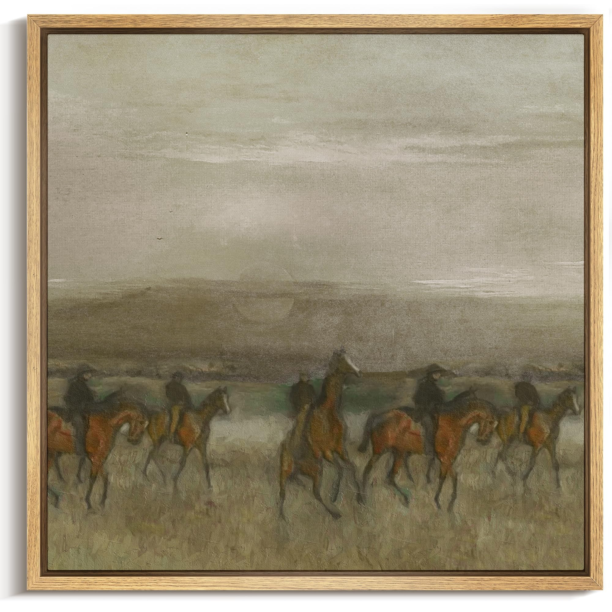 MUDECOR Framed Canvas Print Wall Art Equestrian Procession in Golden Fields Vintage Style Horse I... | Amazon (US)