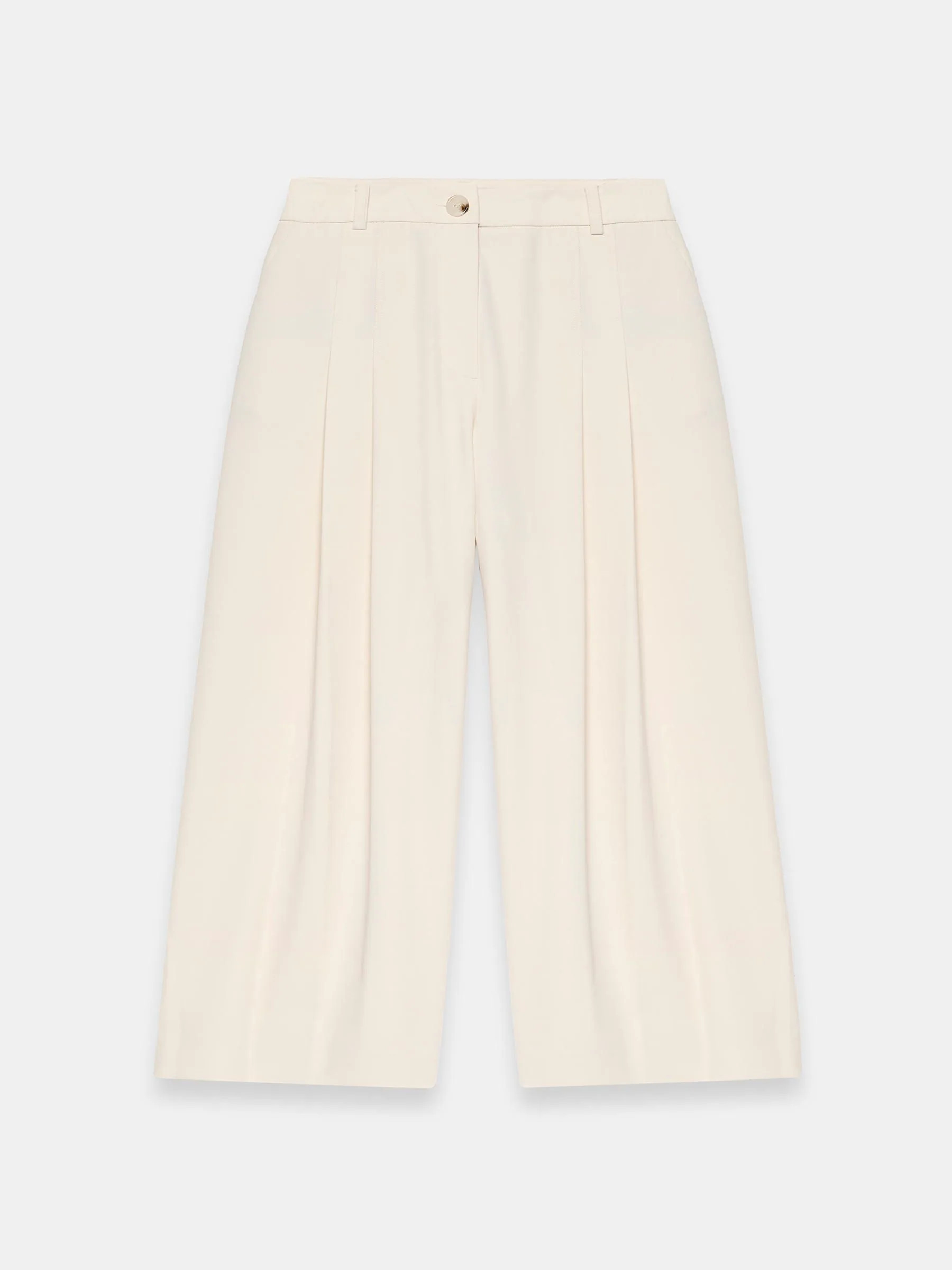 Mint Velvet Mint Velvet Cream Pleat Detail Crop Wide Trousers | Next US