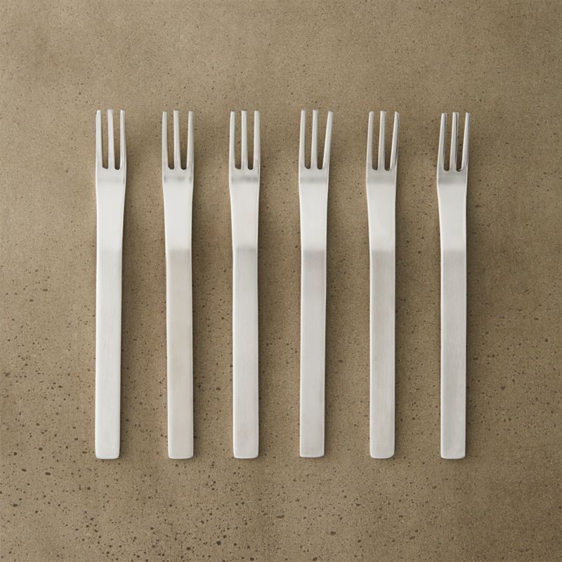 Set of 6 Mini Stainless Steel Modern Cocktail Forks + Reviews | CB2 | CB2