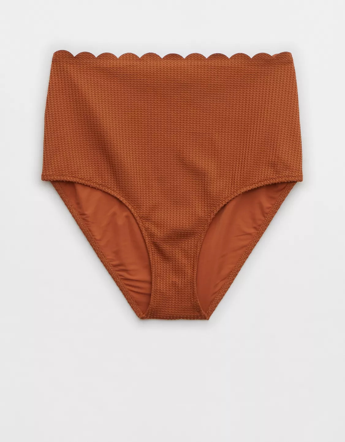 Aerie Waffle Scalloped High Waisted Bikini Bottom | Aerie